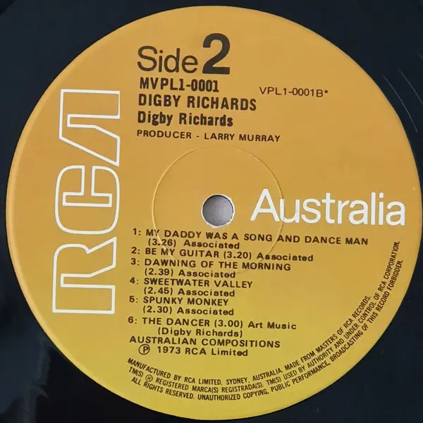 Digby Richards - Digby Richards, Folk, World, & Country, Rock, Country Rock, 1974 - RCA Australia, Australia, Vinyl 1x LP, Al