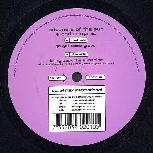 Chris Organic & Prisoners Of The Sun - Go Get Some Gravy / Bring Back The Sunshine, Electronic, Progressive Trance, Psy-Tranc