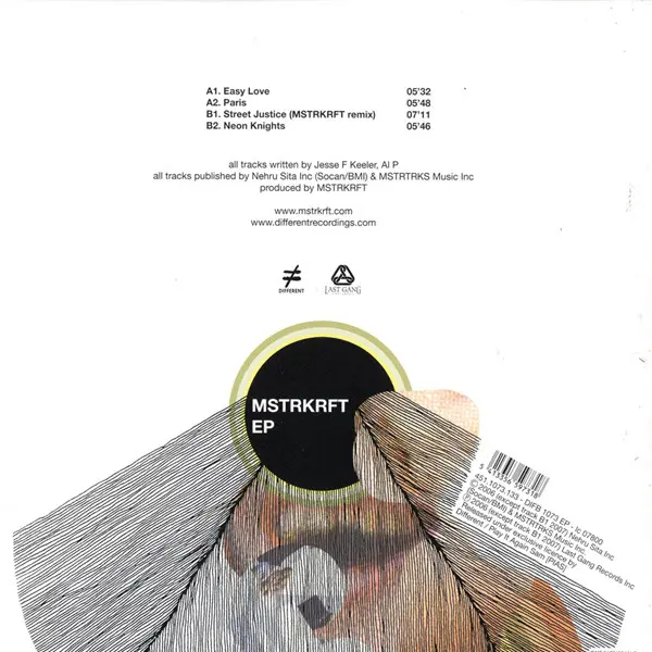 MSTRKRFT - MSTRKRFT EP, Electronic, Electro, Tech House, 2007 - Different, Last Gang Records, Europe, Vinyl 1x 12", EP