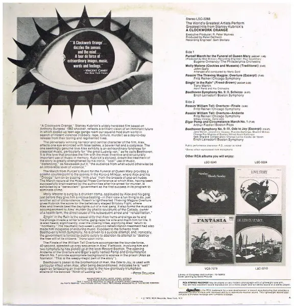 Various - A Clockwork Orange, Classical, Baroque, Classical, Romantic, 1972 - RCA Red Seal, Australia, Vinyl 1x LP, Compilati