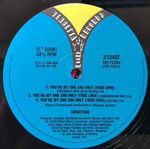 Seduction - You're My One And Only (True Love), Electronic, Hip Hop, Freestyle, Hip Hop, 1989 - Vendetta Records (2), Austral