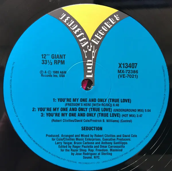 Seduction - You're My One And Only (True Love), Electronic, Hip Hop, Freestyle, Hip Hop, 1989 - Vendetta Records (2), Austral