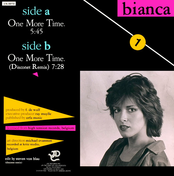 Bianca - One More Time., Electronic, Disco, Hi NRG, 1987 - JDC Records, US, Vinyl 1x 12", 33 ⅓ RPM