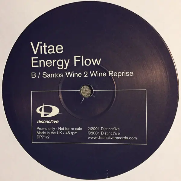 Vitae - Energy Flow, Electronic, Breakbeat, Hard Trance, House, 2001 - Distinct'ive Records, UK, Vinyl 2x 12", Promo