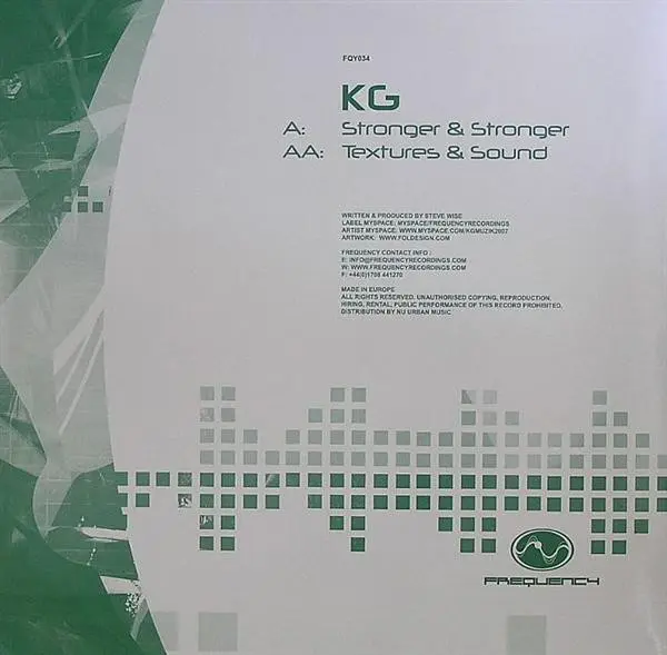 Album cover for Stronger & Stronger / Textures & Sound by KG (5)