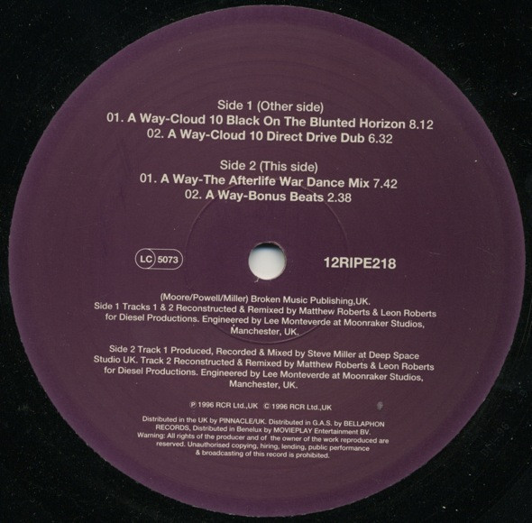 Afterlife - A Way Mixes, Electronic, House, Progressive House, Tribal House, 1996 - Ripe Recordings, UK, Vinyl 1x 12"