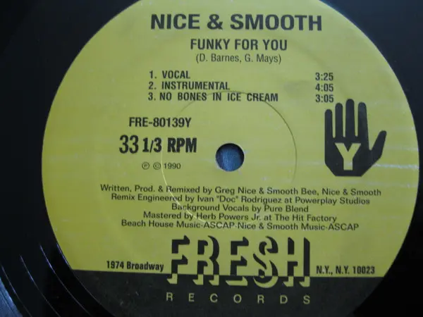 Nice & Smooth - Funky For You, Hip Hop, 1990 - Fresh Records, US, Vinyl 1x 12", 33 ⅓ RPM