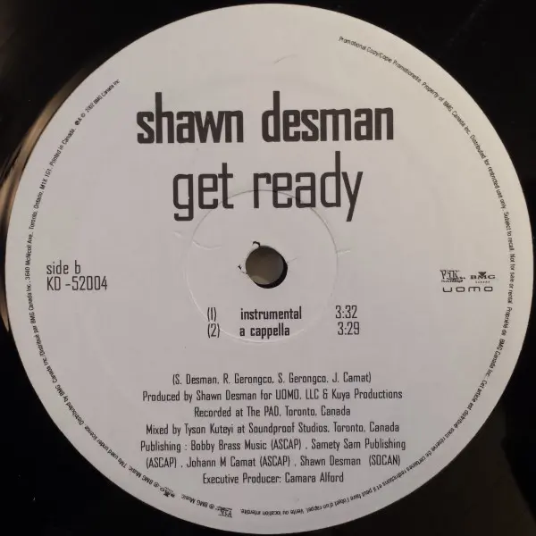 Shawn Desman - Get Ready - 2002 - - UOMO International - Vinyl 1x 12", Promo