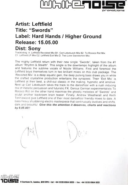 Album cover for Swords by Leftfield Featuring Nicole Willis