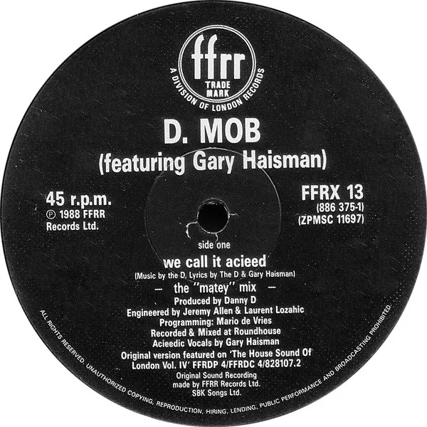 Album cover for We Call It Acieeed by D Mob Featuring Gary Haisman