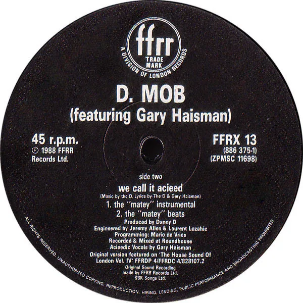 Album cover for We Call It Acieeed by D Mob Featuring Gary Haisman