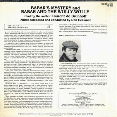 Laurent De Brunhoff - “Babar's Mystery” And “Babar And The Wully-Wully” - 1978 - Audiobook, Story - Caedmon Records - Vinyl 1
