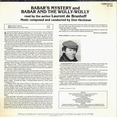 Laurent De Brunhoff - “Babar's Mystery” And “Babar And The Wully-Wully” - 1978 - Audiobook, Story - Caedmon Records - Vinyl 1