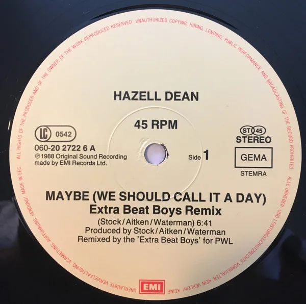 Album cover for Maybe (We Should Call It A Day) (Extra Beat Boys Remix) by Hazell Dean