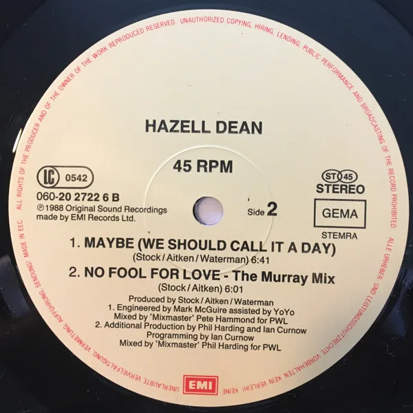 Album cover for Maybe (We Should Call It A Day) (Extra Beat Boys Remix) by Hazell Dean
