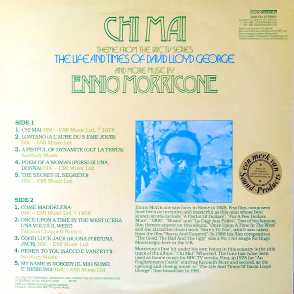 Album cover for Chi Mai by Ennio Morricone