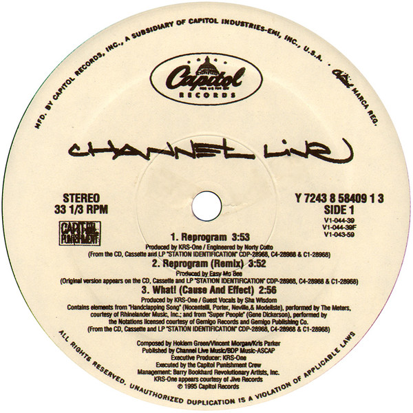 Channel Live - Reprogram / Mad Izm (Remix), Hip Hop, Conscious, 1995 - Capitol Records, US, Vinyl 1x 12", 33 ⅓ RPM