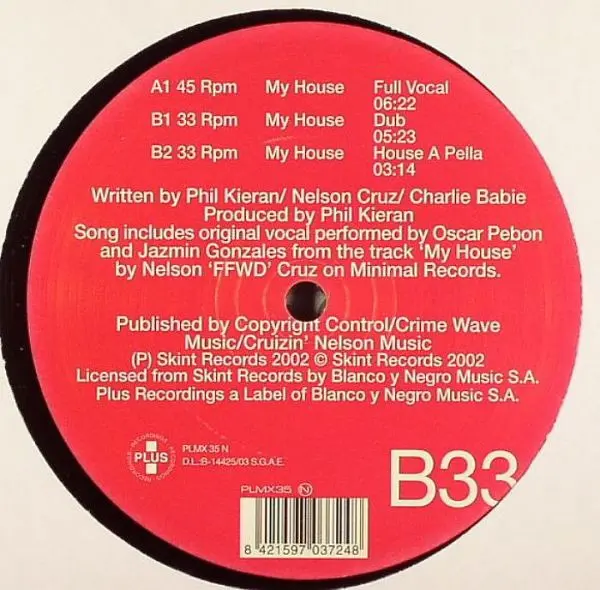 Phil Kieran - My House, Electronic, Techno, 2003 - Plus Recordings, Spain, Vinyl 1x 12"