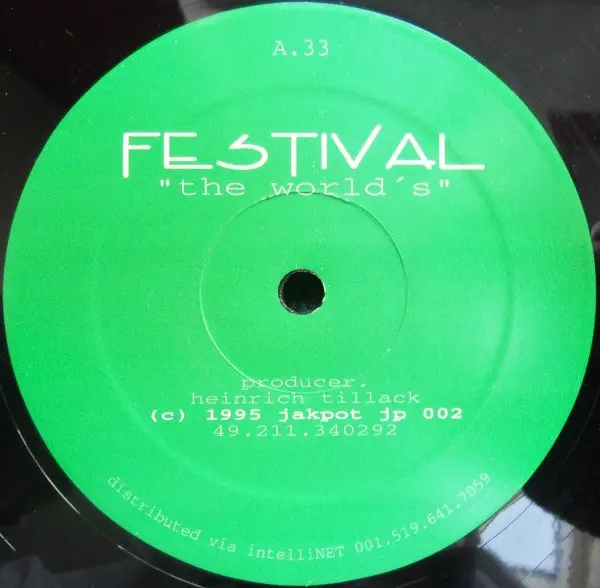Festival - The World's, Electronic, Techno, 1995 - Jakpot, Germany, Vinyl 1x 12", 33 ⅓ RPM