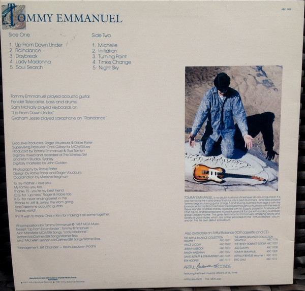 Tommy Emmanuel - Up From Down Under, Jazz, 1987 - Artful Balance, Australasia, Vinyl 1x LP, Album