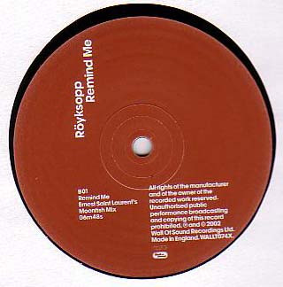 Röyksopp - Remind Me, Electronic, Progressive House, 2002 - Wall Of Sound, UK, Vinyl 1x 12", 33 ⅓ RPM