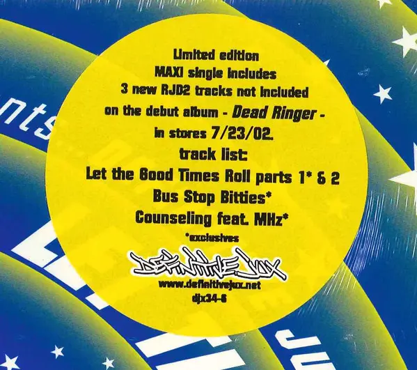 RJD2 - Let The Good Times Roll, Hip Hop, Instrumental, 2002 - Definitive Jux, US, Vinyl 1x 12", 33 ⅓ RPM, Maxi-Single, Limite