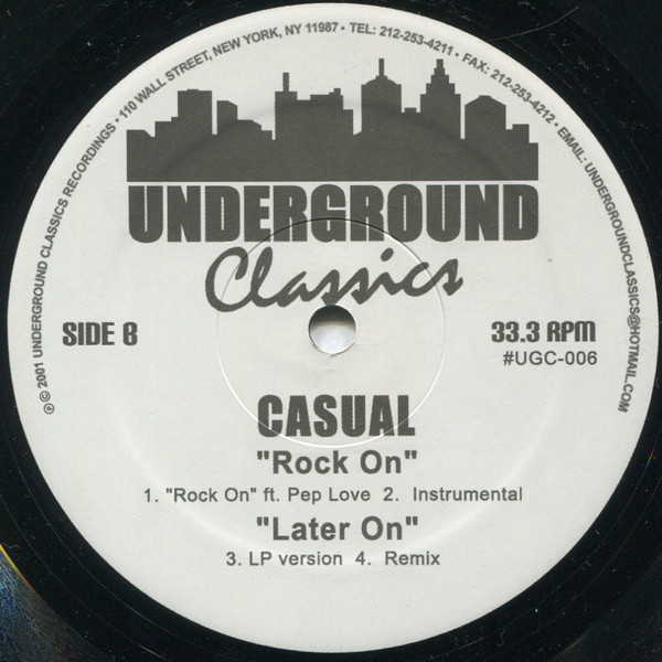 Casual - Me-O-Mi-O / That's How It Is / Rock On / Later On, Hip Hop, 2001 - Underground Classics (2), US, Vinyl 1x 12", Unoff