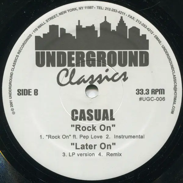 Casual - Me-O-Mi-O / That's How It Is / Rock On / Later On, Hip Hop, 2001 - Underground Classics (2), US, Vinyl 1x 12", Unoff