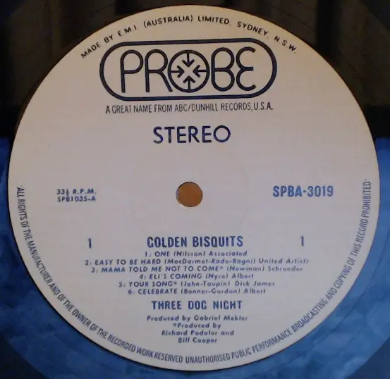 Three Dog Night - Golden Bisquits, Rock, Classic Rock, 1971 - Probe, Australia, Vinyl 1x LP, Compilation, Stereo
