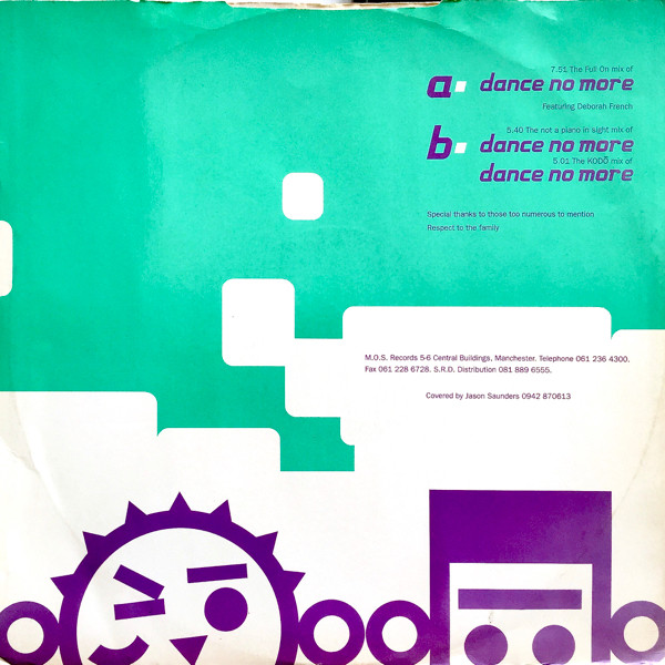 E-Lustrious Featuring Deborah Ffrench - Dance No More, Electronic, Breakbeat, House, 1991 - M.O.S. Records, UK, Vinyl 1x 12",