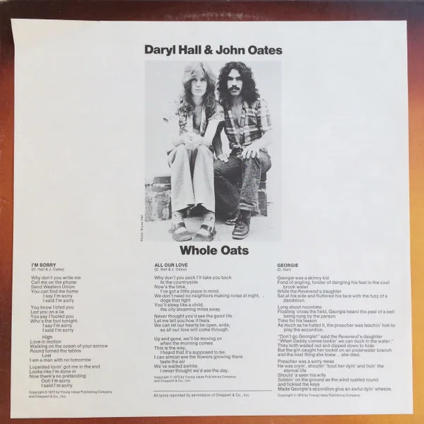 Album cover for Whole Oats by Daryl Hall & John Oates