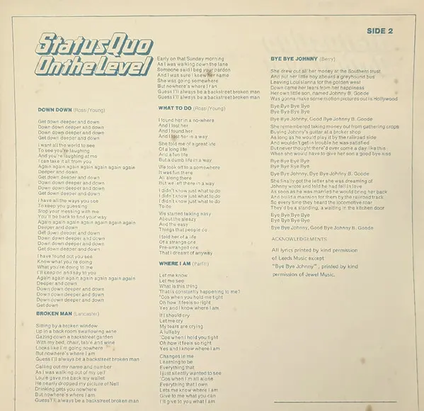 Status Quo - On The Level, Rock, Pop Rock, 1975 - Vertigo, Australia, Vinyl 1x LP, Album, Stereo Laminated Gatefold