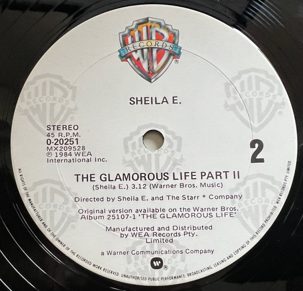 Sheila E. - The Glamorous Life, Funk / Soul, Funk, 1984 - Warner Bros. Records, Australia, Vinyl 1x 12", 45 RPM, Single