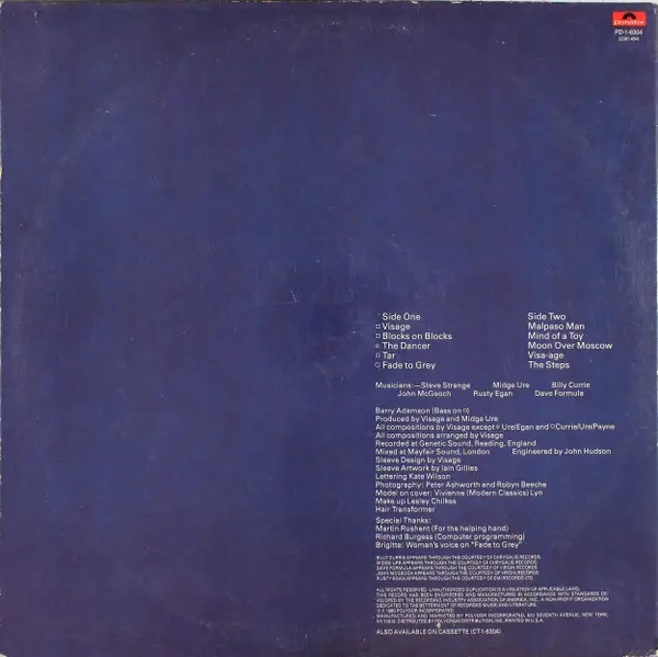 Visage - Visage - 1980 - Synth-pop - Polydor - Vinyl 1x LP, Album, Stereo 18 - Presswell Pressing