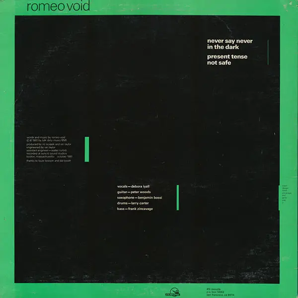 Romeo Void - Never Say Never, Rock, New Wave, 1981 - 415 Records, US, Vinyl 1x 12", 33 ⅓ RPM, EP