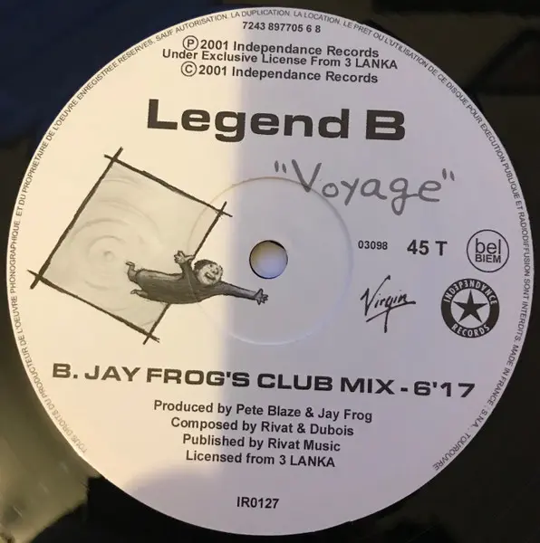 Legend B - Voyage, Electronic, Trance, 2001 - Independance Records, Virgin, France, Vinyl 1x 12", 45 RPM