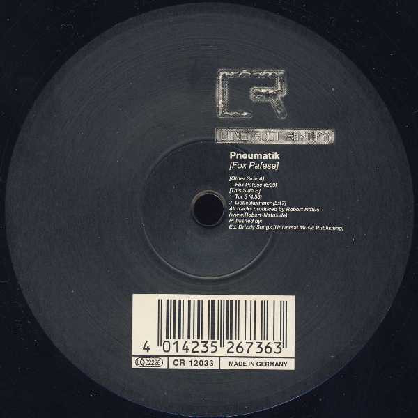 Pneumatik - Fox Pafese, Electronic, Hard Techno, Schranz, Techno, 2002 - Construct Rhythm, Germany, Vinyl 1x 12"