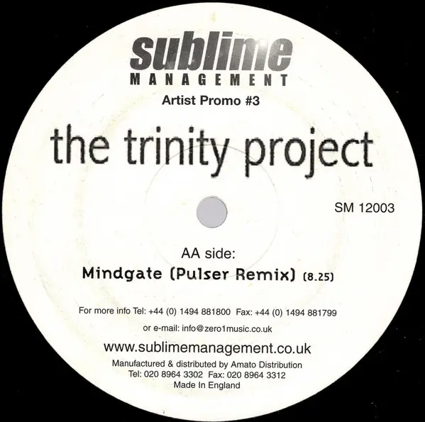 Trinity Project, The - Frequencies / Mindgate, Electronic, Trance, 2001 - Sublime Management, UK, Vinyl 1x 12"