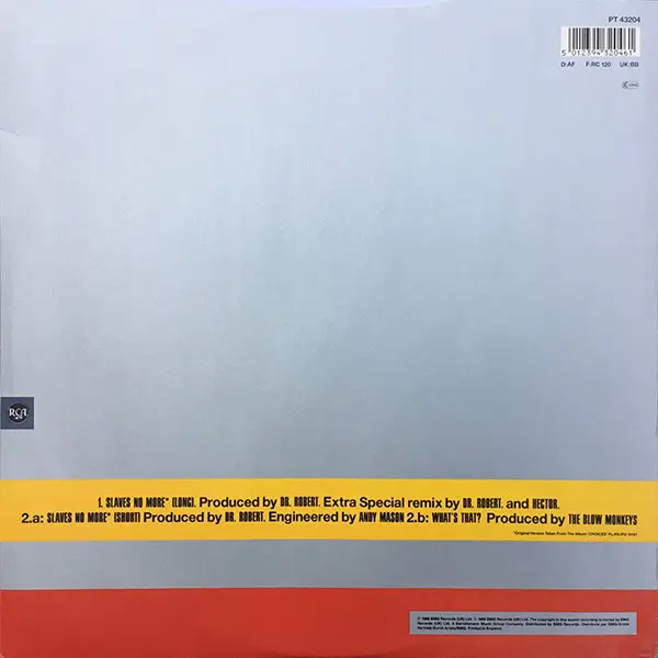Blow Monkeys, The - Slaves No More (Remix), Electronic, House, 1989 - RCA, UK, Vinyl 1x 12", 45 RPM, Single
