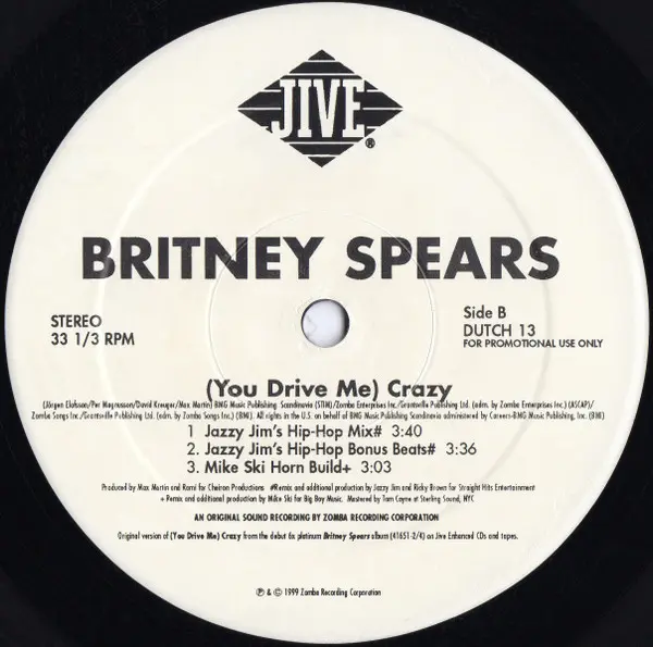 Britney Spears - (You Drive Me) Crazy, Electronic, Pop, House, 1999 - Jive, US, Vinyl 2x 12", 33 ⅓ RPM, Promo