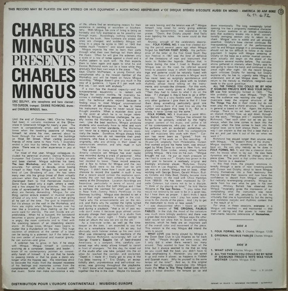 Album cover for Presents Charles Mingus by Charles Mingus