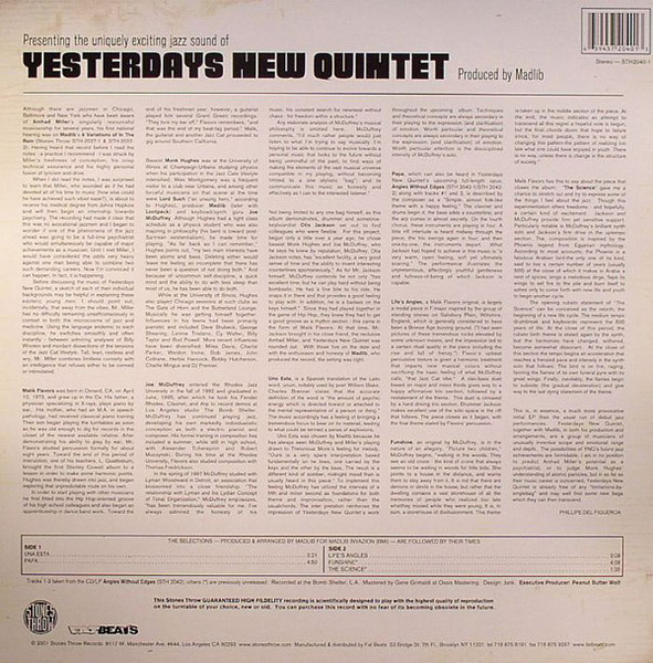 Yesterdays New Quintet - Uno Esta EP - 2001 - Downtempo, Future Jazz - Stones Throw Records - Vinyl 1x 12", 33 ⅓ RPM, EP