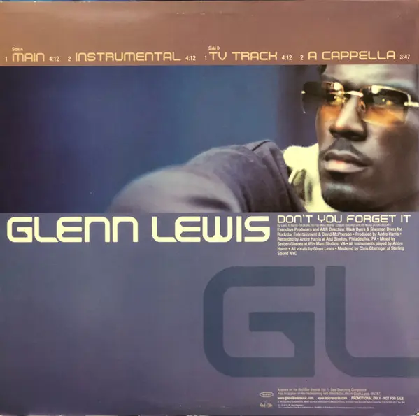 Glenn Lewis - Don't You Forget It - 2001 - Contemporary R&B, Neo Soul - Epic - Vinyl 1x 12", Promo