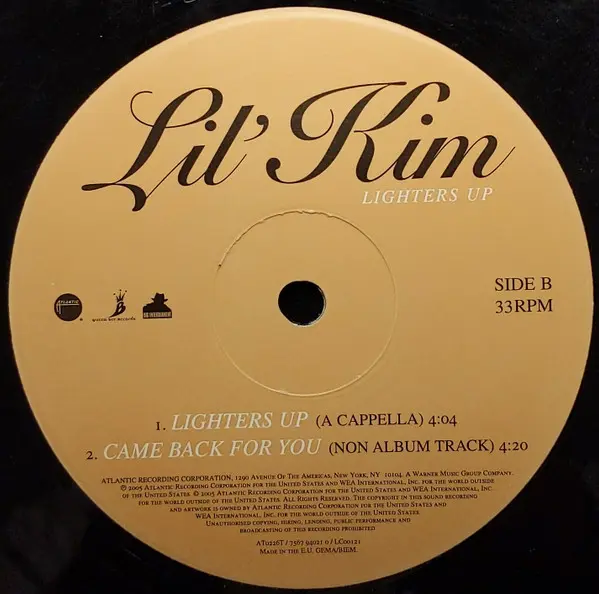 Lil' Kim - Lighters Up, Hip Hop, Pop Rap, 2005 - Atlantic, Europe, Vinyl 1x 12", 33 ⅓ RPM