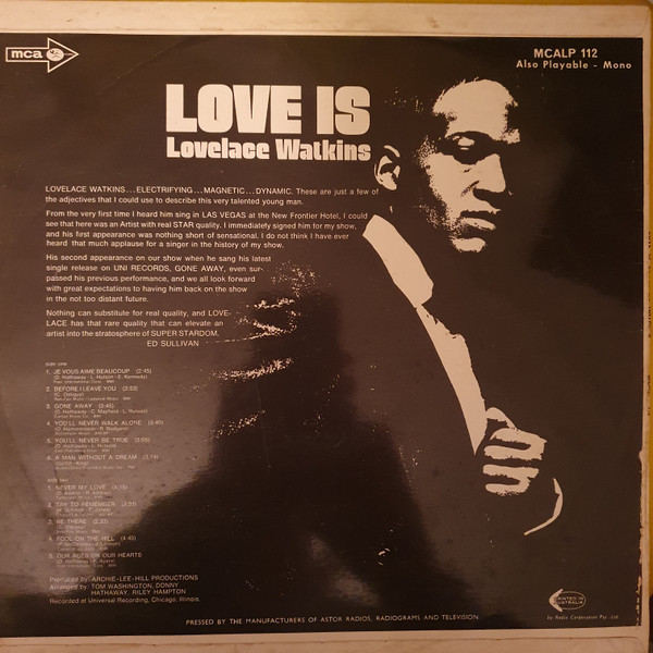 Lovelace Watkins - Love Is, Funk / Soul, Soul, 1969 - MCA Records International, Australia, Vinyl 1x LP, Album