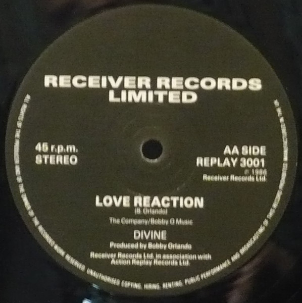 Divine - Native Love / Love Reaction, Electronic, Electro, Synth-pop, 1986 - Receiver Records Limited, UK, Vinyl 1x 12", 45 R