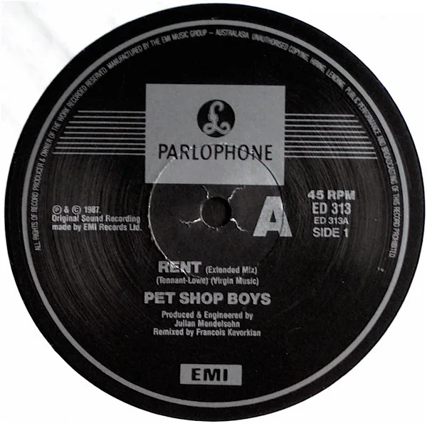 Album cover for Rent by Pet Shop Boys