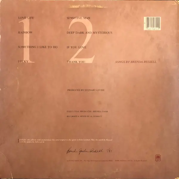 Brenda Russell (2) - Love Life, Funk / Soul, Funk, Soul, 1981 - A&M Records, US, Vinyl 1x LP, Album Y - Terre Haute Pressing