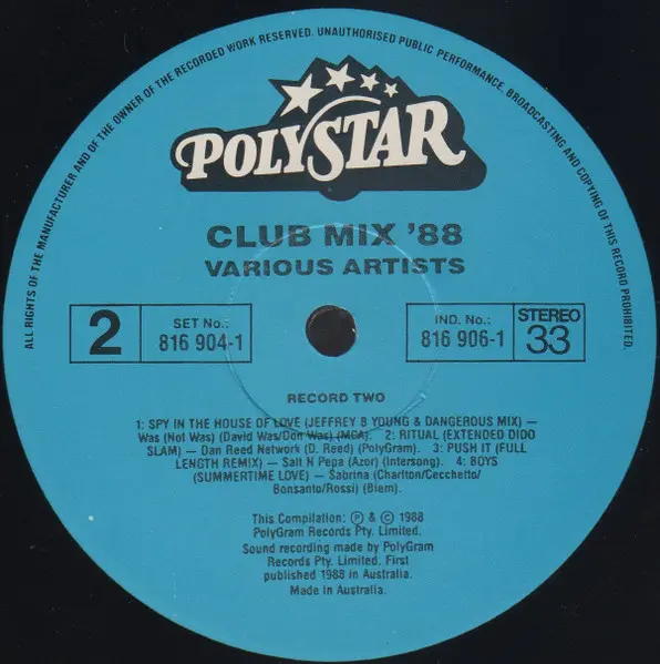 Various - Club Mix '88, Electronic, Hip Hop, Pop, Rock, Disco, Pop Rock, 1988 - Polygram Records, Australia, Vinyl 2x LP, Alb