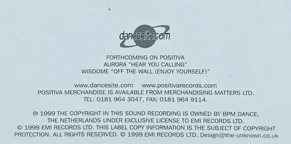 Perfect Phase - Horny Horns, Electronic, Hard House, House, 1999 - Positiva, UK, Vinyl 1x 12", 33 ⅓ RPM, 45 RPM